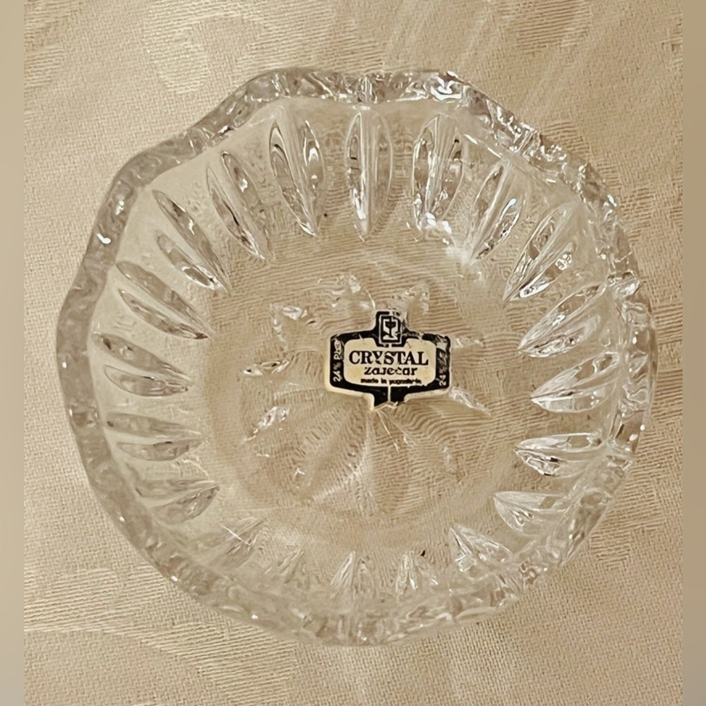 Vintage Crystal Zajecar Yugoslavia 24% Lead Crystal Bowls Set of 2 - Picture 9 of 11